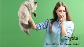  Presentation with allergy - Amazing presentation theme having animal allergy concept beautiful woman backdrop and a seafoam green colored foreground