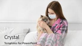 Presentation with allergy - Presentation theme with animal allergy concept beautiful woman background and a light gray colored foreground