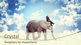  Presentation with walk - Slide deck featuring businessman and elephant walk background and a cream colored foreground