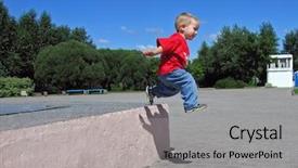  Presentation with child jumping to tree - Presentation theme with animal behavior humans - little child jump long background and a light gray colored foreground