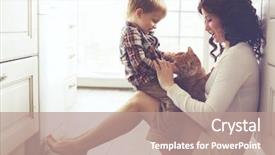  Presentation with mother baby - Audience pleasing PPT theme consisting of animal care - mother with her baby playing backdrop and a coral colored foreground