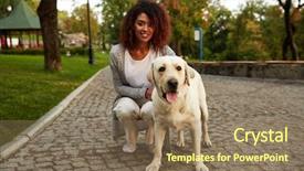  Presentation with dog park - Cool new slides with animal care - portrait of young smiling african backdrop and a coral colored foreground