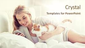  Presentation with pets - Theme featuring animal cells - technology pets communication and people background and a cream colored foreground