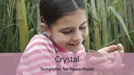  Presentation with happy young student girl holding - Presentation theme consisting of animal children - happy young girl holding frog background and a soft green colored foreground