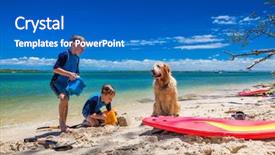  Presentation with beach - Presentation having animal children - two brother playing background and a  colored foreground