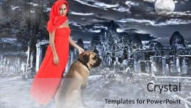  Presentation with animal collage - PPT theme enhanced with animal collage - mysterious image of woman background and a light gray colored foreground