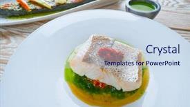  Presentation with dried tomato - Presentation with animal experimentation - atlantic hake over dried tomato background and a sky blue colored foreground