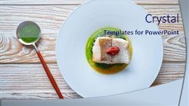  Presentation with dried tomato - PPT layouts having animal experimentation - atlantic hake over dried tomato background and a sky blue colored foreground