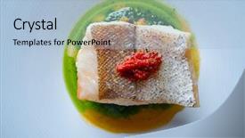  Presentation with dried tomato - PPT theme featuring animal experimentation - atlantic hake over dried tomato background and a light blue colored foreground