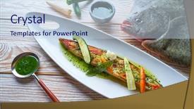  Presentation with over come challanges - PPT theme enhanced with animal experimentation - grilled turbot over wild asparagus background and a  colored foreground