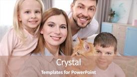  Presentation with children parents - Audience pleasing PPT layouts consisting of animal family - parents with children and cat backdrop and a  colored foreground