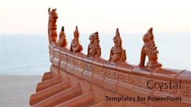  Presentation with roof - Slide deck with animal-figures-on-chinese-roof background and a tawny brown colored foreground