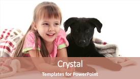  Presentation with puppy - Slides featuring animal friends - little cute girl with puppy background and a coral colored foreground