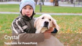  Presentation with golden - PPT theme enhanced with animal happy trail - boy playing in autumn park background and a  colored foreground