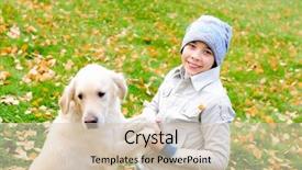  Presentation with dog park dogs plays - Beautiful slide deck featuring animal happy trail - boy playing in autumn park backdrop and a soft green colored foreground