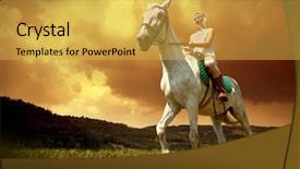  Presentation with white horse - Presentation theme featuring animal happy trail - young horsewoman riding on white background and a  colored foreground