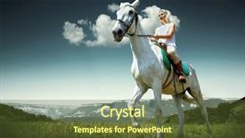  Presentation with horse riding - Audience pleasing presentation consisting of animal happy trail - young horsewoman riding on white backdrop and a  colored foreground