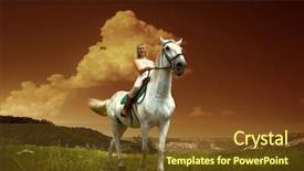  Presentation with white horse - Audience pleasing slide deck consisting of animal happy trail - young horsewoman riding on white backdrop and a  colored foreground