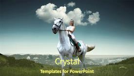  Presentation with horse riding - PPT layouts having animal happy trail - young horsewoman riding on white background and a  colored foreground