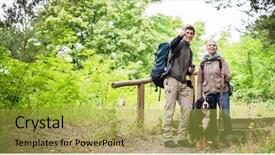  Presentation with mountain - PPT theme with animal health free - young hiker couple with bernese background and a yellow colored foreground