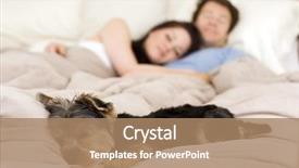  Presentation with good morning couple bed - Audience pleasing slides consisting of animal lover - happy couple laying in bed backdrop and a coral colored foreground