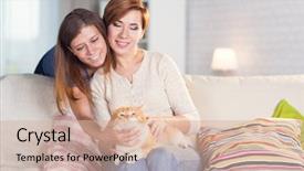  Presentation with women - Slide set with animal lover - homosexual couple of lesbian women background and a  colored foreground