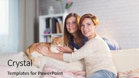  Presentation with lover - Cool new PPT theme with animal lover - homosexual couple of lesbian women backdrop and a  colored foreground