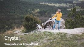  Presentation with lover - Amazing presentation having animal lover - young woman walking with two backdrop and a gray colored foreground