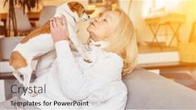  Presentation with pet - Presentation with animal-loving-senior-woman-kissing background and a white colored foreground
