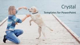  Presentation with movement - Audience pleasing slide set consisting of animal movement - beautiful girl with her dog backdrop and a sky blue colored foreground