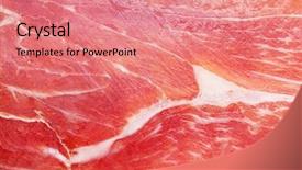  Presentation with fresh meat - Theme featuring animal muscles - fresh meat texture closeup background and a coral colored foreground