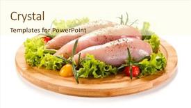  Presentation with cutting board - Beautiful PPT theme featuring animal muscles - fresh raw chicken fillet backdrop and a cream colored foreground