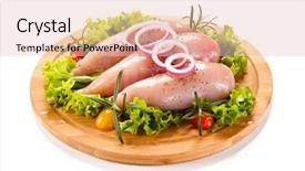  Presentation with cutting board - PPT theme having animal muscles - fresh raw chicken fillet background and a lemonade colored foreground