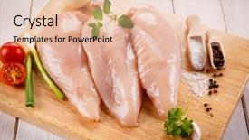  Presentation with chicken - Presentation theme consisting of animal muscles - fresh raw chicken fillets background and a lemonade colored foreground