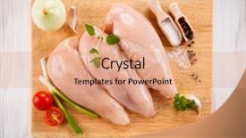  Presentation with animal chicken - Cool new presentation design with animal muscles - fresh raw chicken fillets backdrop and a coral colored foreground