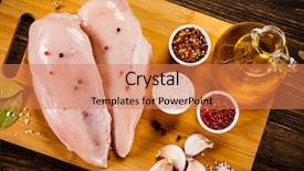  Presentation with airport boarding board - Cool new PPT theme with animal muscles - raw chicken breasts on cutting backdrop and a  colored foreground