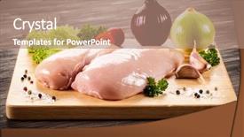  Presentation with animal chicken - Amazing presentation design having animal muscles - raw chicken breasts on cutting backdrop and a coral colored foreground