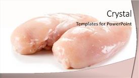  Presentation with animal chicken - PPT theme enhanced with animal muscles - raw chicken breasts on white background and a sky blue colored foreground