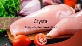  Presentation with film black and white - Colorful presentation theme enhanced with animal muscles - raw chicken fillet on black backdrop and a coral colored foreground