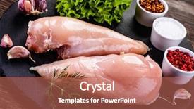  Presentation with animal chicken - Beautiful presentation design featuring animal muscles - raw chicken fillets on black backdrop and a coral colored foreground