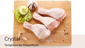  Presentation with vegetable cutting board - Cool new PPT layouts with animal muscles - raw chicken legs on cutting backdrop and a  colored foreground