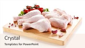  Presentation with chicken little chicks - PPT layouts enhanced with animal muscles - raw chicken wings and drumsticks background and a lemonade colored foreground