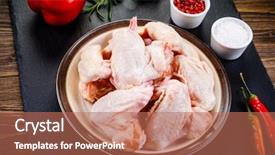  Presentation with chicken - Theme enhanced with animal muscles - raw chicken wings on black background and a coral colored foreground