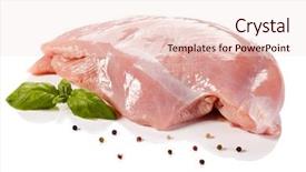  Presentation with film black and white - Theme featuring animal muscles - raw turkey fillet on white background and a lemonade colored foreground