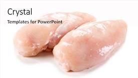  Presentation with turkey - Slide deck with animal muscles - raw turkey fillet on white background and a sky blue colored foreground