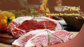  Presentation with steak - Beautiful theme featuring animal muscles - sliced raw steak backdrop and a tawny brown colored foreground