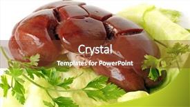  Presentation with kidney - Amazing presentation theme having animal organ - beef kidney on lettuce bed backdrop and a tawny brown colored foreground