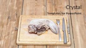  Presentation with raw meat - Audience pleasing PPT theme consisting of animal organ - tongue raw meat food backdrop and a coral colored foreground
