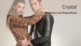  Presentation with fashion - PPT layouts consisting of animal print - young fashion couple looking background and a soft green colored foreground
