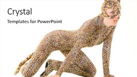  Presentation with model fromage gratuit - PPT theme enhanced with animal puma - hot beautiful model in latex background and a white colored foreground